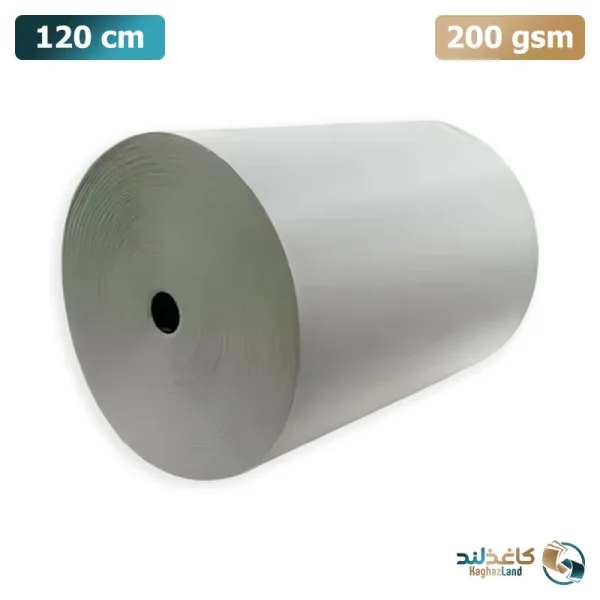 رول مقوای پشت طوسی 200 گرم - عرض 120 سانتی متر - کاغذلند - کیفیت بالا - چاپ و بسته بندی